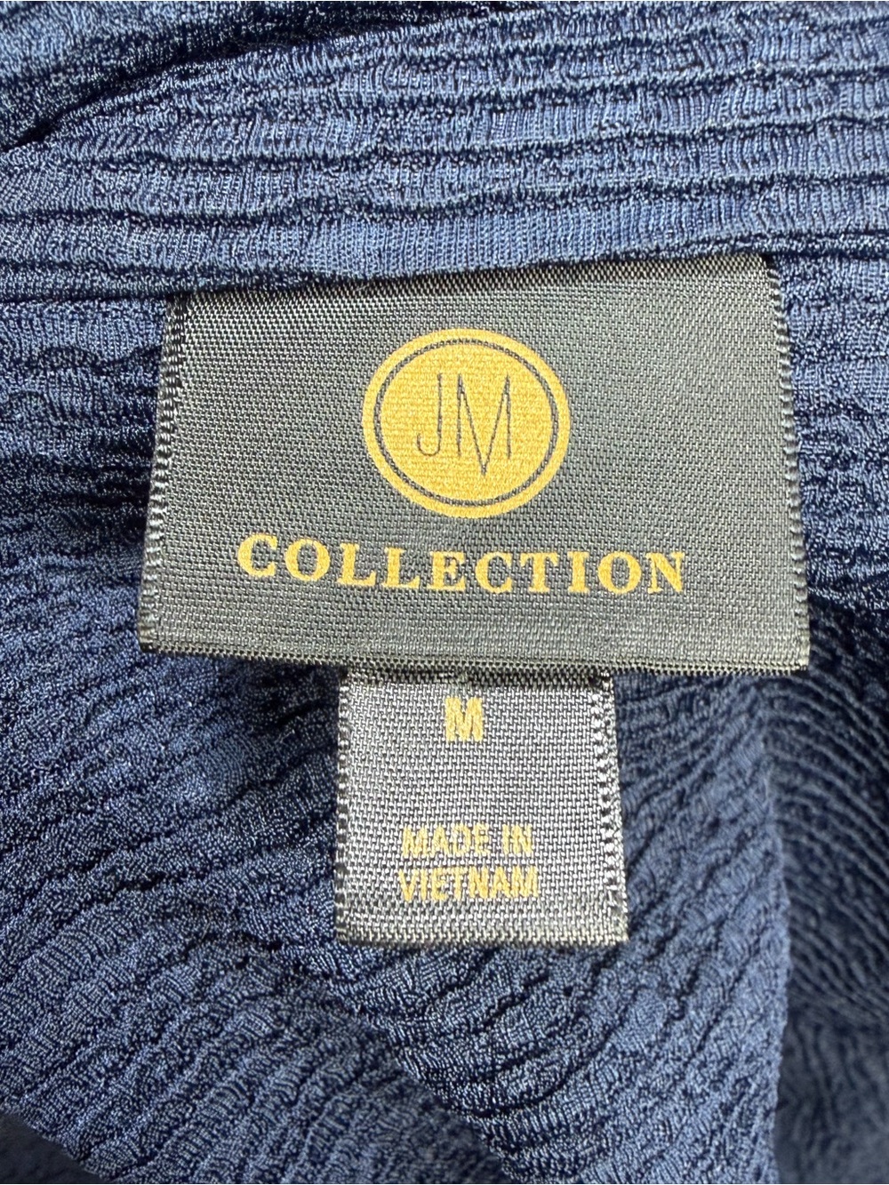 JM Collection Navy Textured Buttoned Jacket with Ruffle Sleeves - Picture 4 of 6